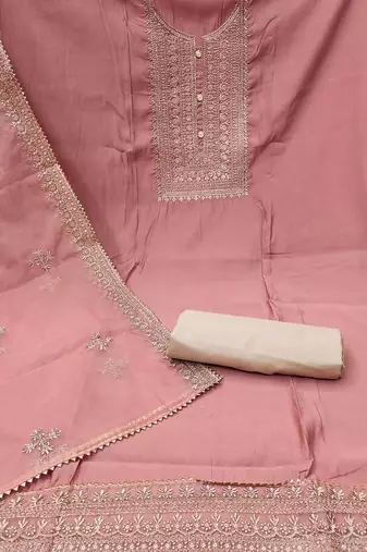 floral embroidered sequinned unstitched dress material