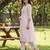 Pink embroidered pure cotton kurta trouser dupatta set
