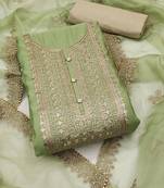 floral yoke design sequined unstitched dress material