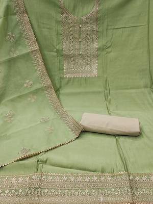 floral yoke design sequined unstitched dress material 2