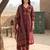 Burgundy printed pure cotton kurta trouser dupatta set