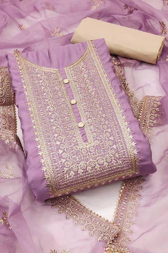 floral embroidered sequinned unstitched dress material