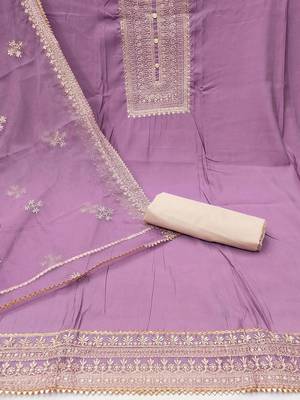 floral embroidered sequinned unstitched dress material 2