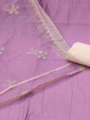 floral embroidered sequinned unstitched dress material 3