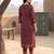 Burgundy printed pure cotton kurta trouser dupatta set
