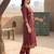 Burgundy printed pure cotton kurta trouser dupatta set