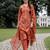 Orange printed pure cotton kurta trouser dupatta set