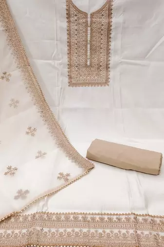 floral embroidered sequinned unstitched dress material