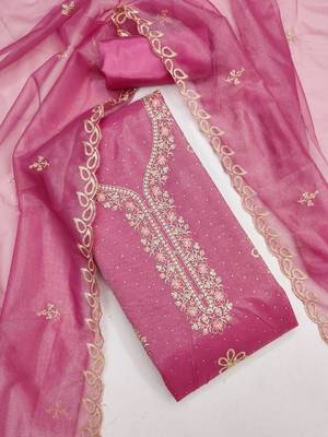embroidered organza unstitched dress material 2