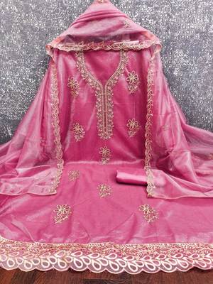embroidered organza unstitched dress material 3