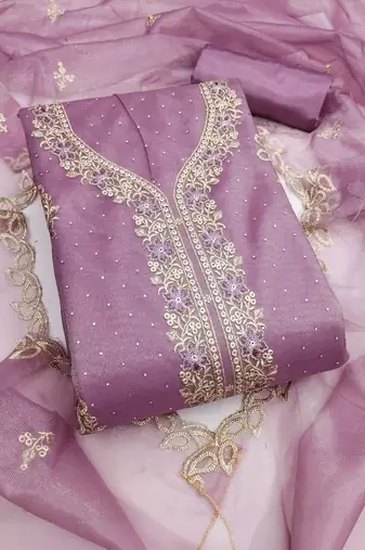 embroidered unstitched dress material