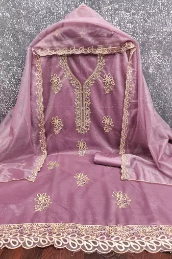 embroidered unstitched dress material
