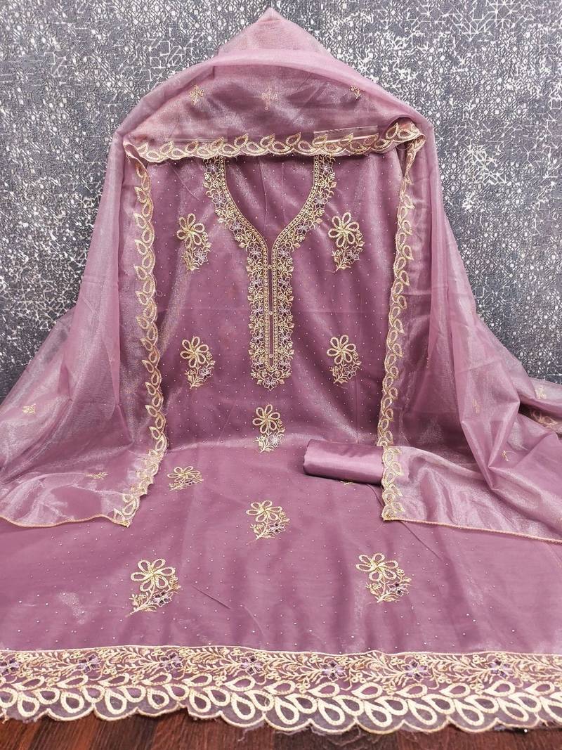 embroidered unstitched dress material