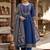 Blue printed pure cotton kurta trouser dupatta set