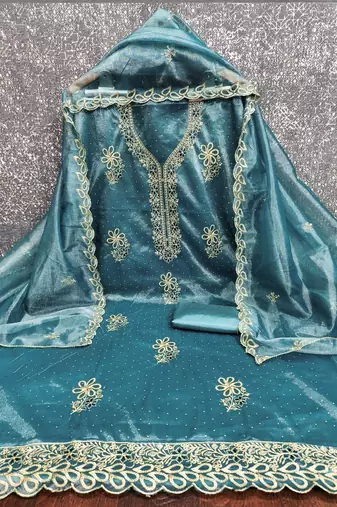 embroidered unstitched dress material