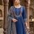 Blue printed pure cotton kurta trouser dupatta set