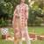 Beige printed pure cotton kurta trouser dupatta set