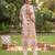 Beige printed pure cotton kurta trouser dupatta set