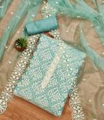 floral embroidered art silk unstitched dress material