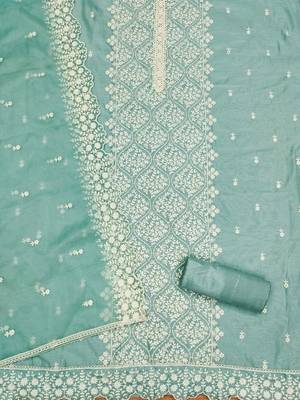 floral embroidered art silk unstitched dress material 3