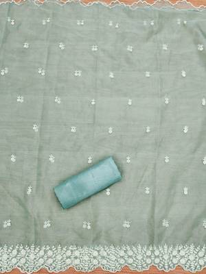 floral embroidered art silk unstitched dress material 4