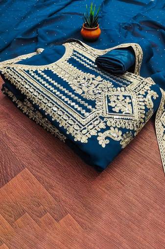 floral embroidered georgette unstitched dress material