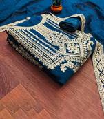 floral embroidered georgette unstitched dress material