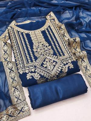 floral embroidered georgette unstitched dress material 2