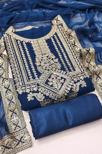 floral embroidered georgette unstitched dress material