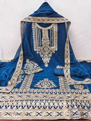 floral embroidered georgette unstitched dress material 3