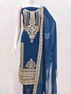 floral embroidered georgette unstitched dress material 4