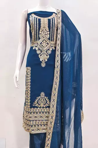floral embroidered georgette unstitched dress material