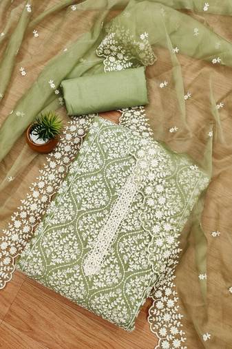 floral embroidered unstitched dress material