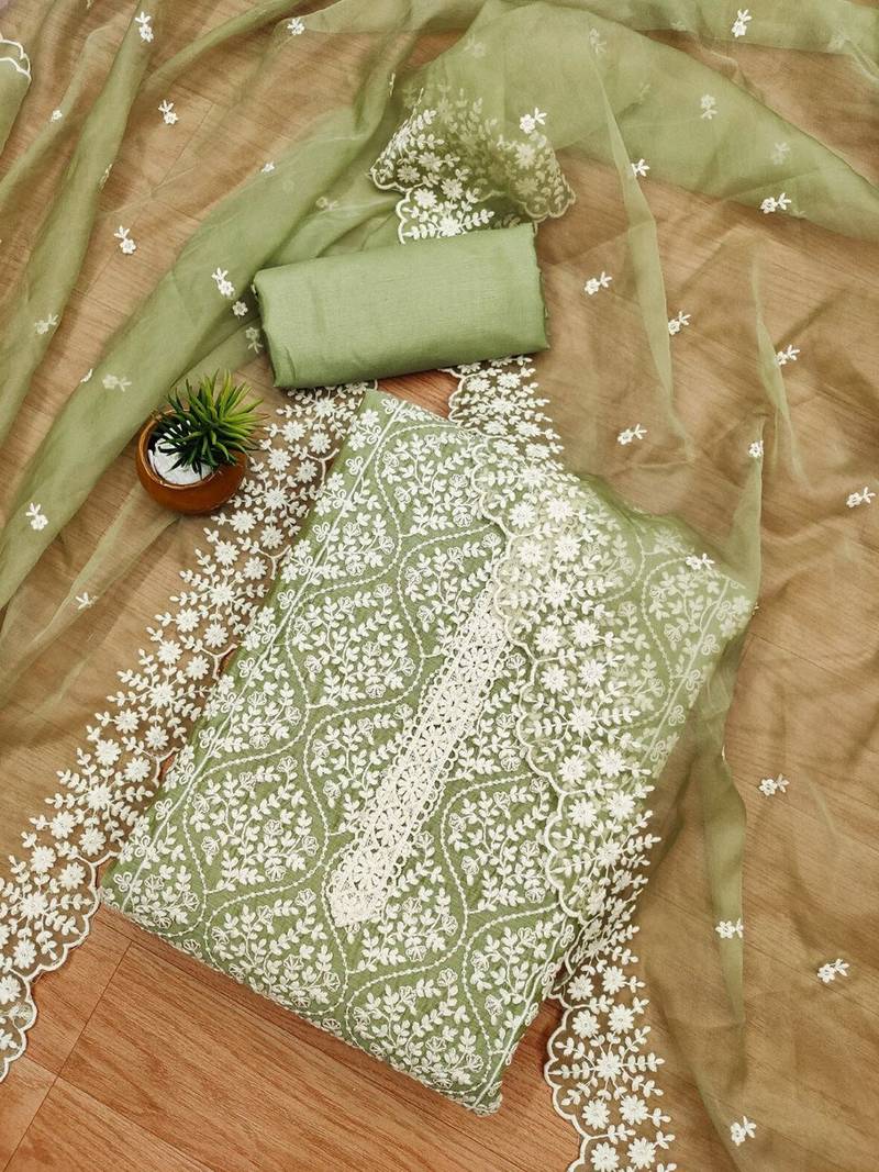 Floral Embroidered Unstitched Dress Material
