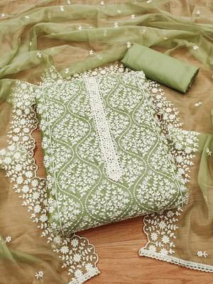 floral embroidered unstitched dress material 2