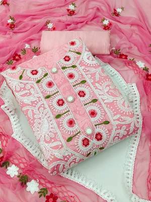 embroidered cotton unstitched dress material 1