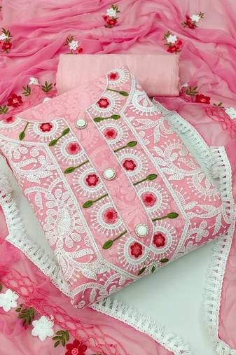 embroidered cotton unstitched dress material