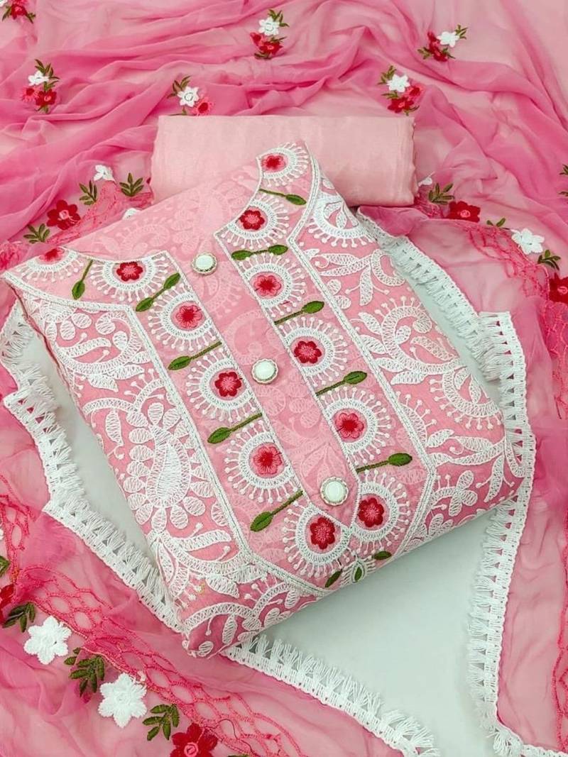 Embroidered Pure Cotton Unstitched Dress Material