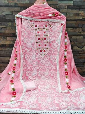 embroidered cotton unstitched dress material 2
