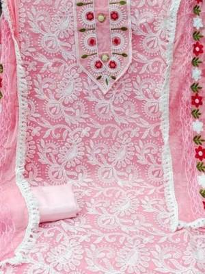 embroidered cotton unstitched dress material 3