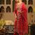 Red embroidered liva kurta trouser dupatta set