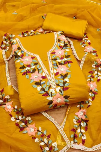 women embroidered unstitched dress material