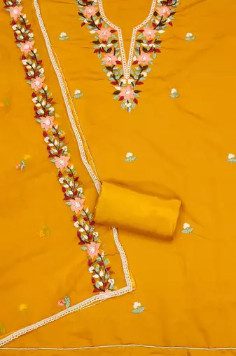 women embroidered unstitched dress material