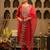 Red embroidered liva kurta trouser dupatta set