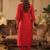 Red embroidered liva kurta trouser dupatta set