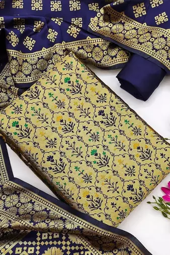 women's woven silk blend dress material