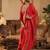 Red embroidered liva kurta trouser dupatta set