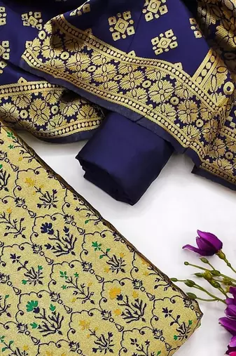women's woven silk blend dress material