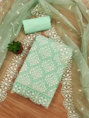 floral embroidered unstitched dress material 1