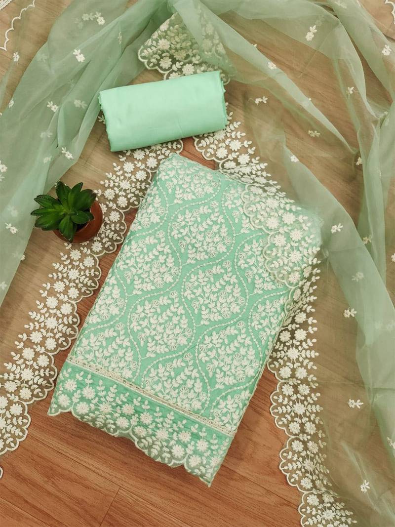 Floral Embroidered Unstitched Dress Material